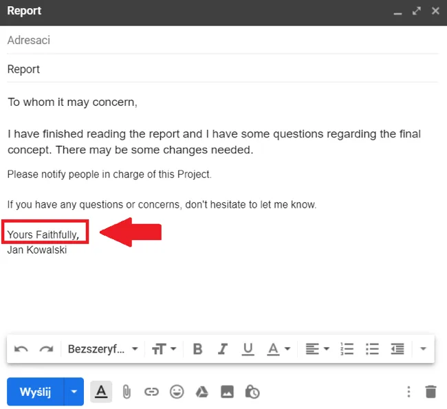jak napisać e-mail po angielsku forma zamknięcia