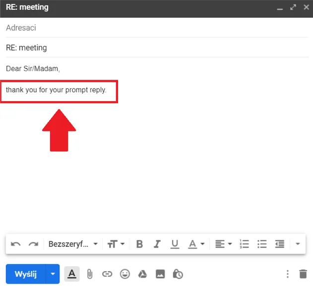 e-mail podziękowanie