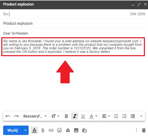 e-mail priorytet informacji